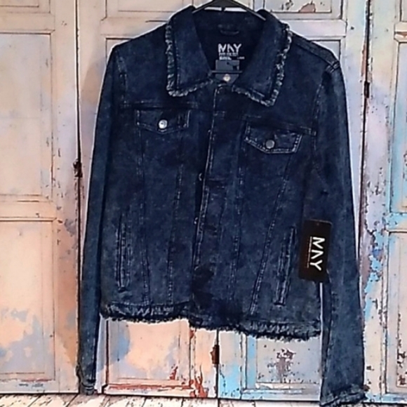 Andrew Marc New York Performance Frayed Knit Jacket  Blue - Picture 15 of 16